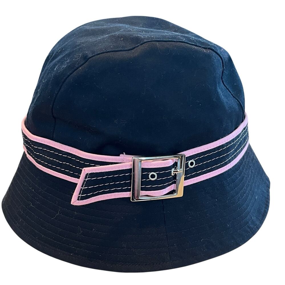 Banana Republic Bucket Hat Women Size 6 7/8 Vintage Black Pink Preppy Chic Retro